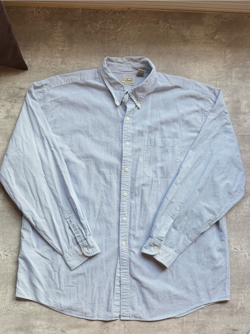 L.L. Bean Light Blue Striped Men's Dress Shirt